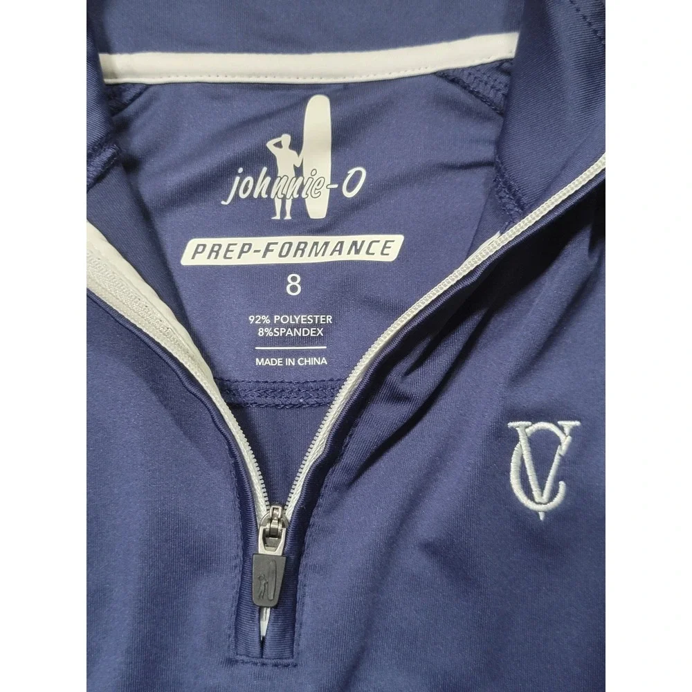 Johnnie-O Boys Prep-Formance Quarter Zip Pullover Blue Striped Size 8 JBK01690
